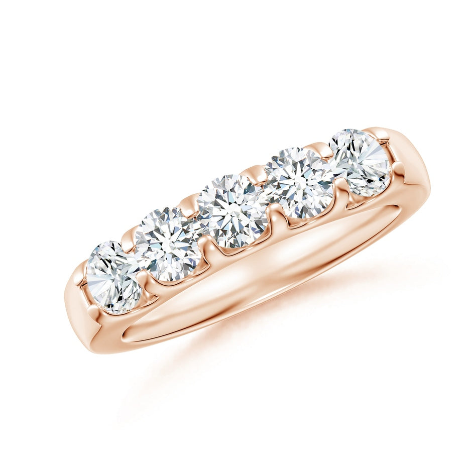 Shared Prong Set Half Eternity Diamond Wedding Band