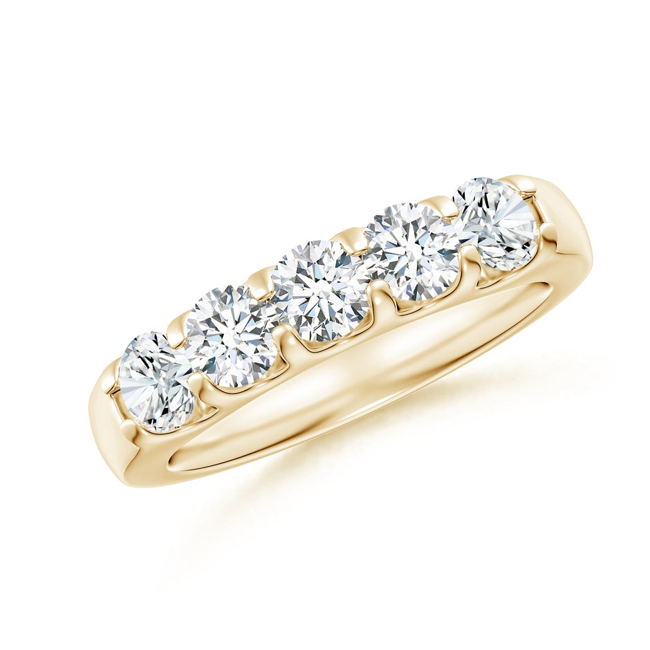 Shared Prong Set Half Eternity Diamond Wedding Band