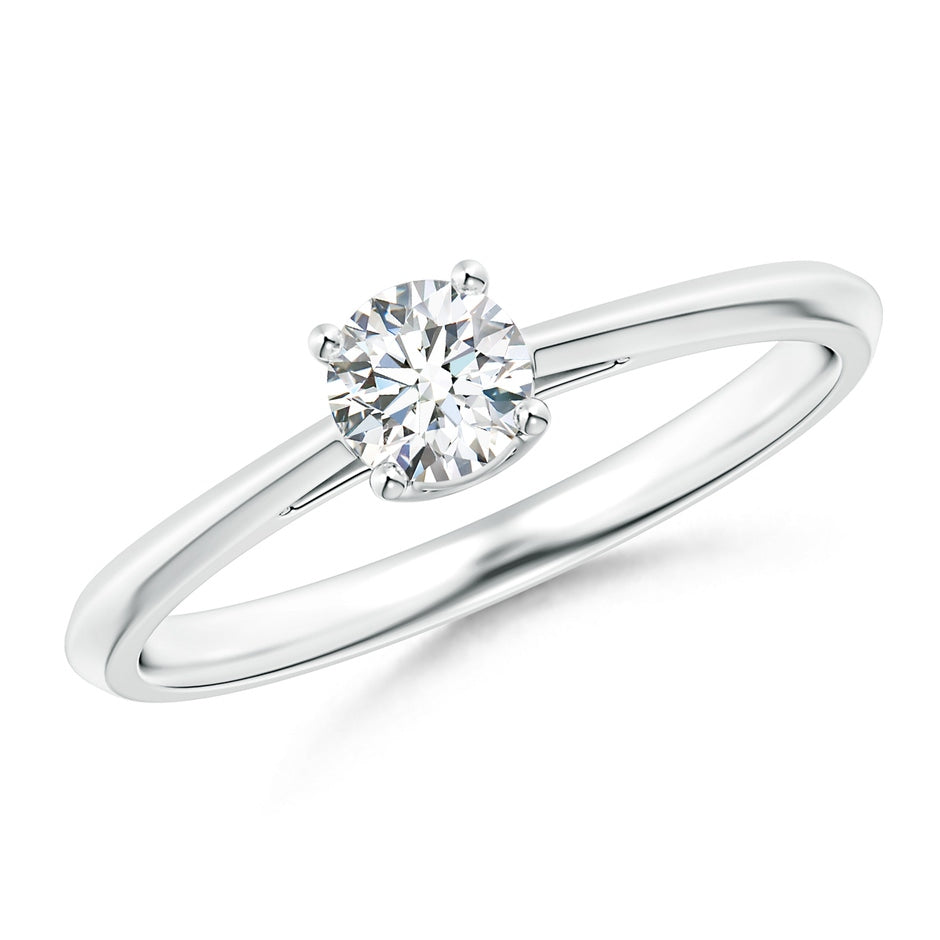 Knife-Edged Classic Round Diamond Solitaire Engagement Ring