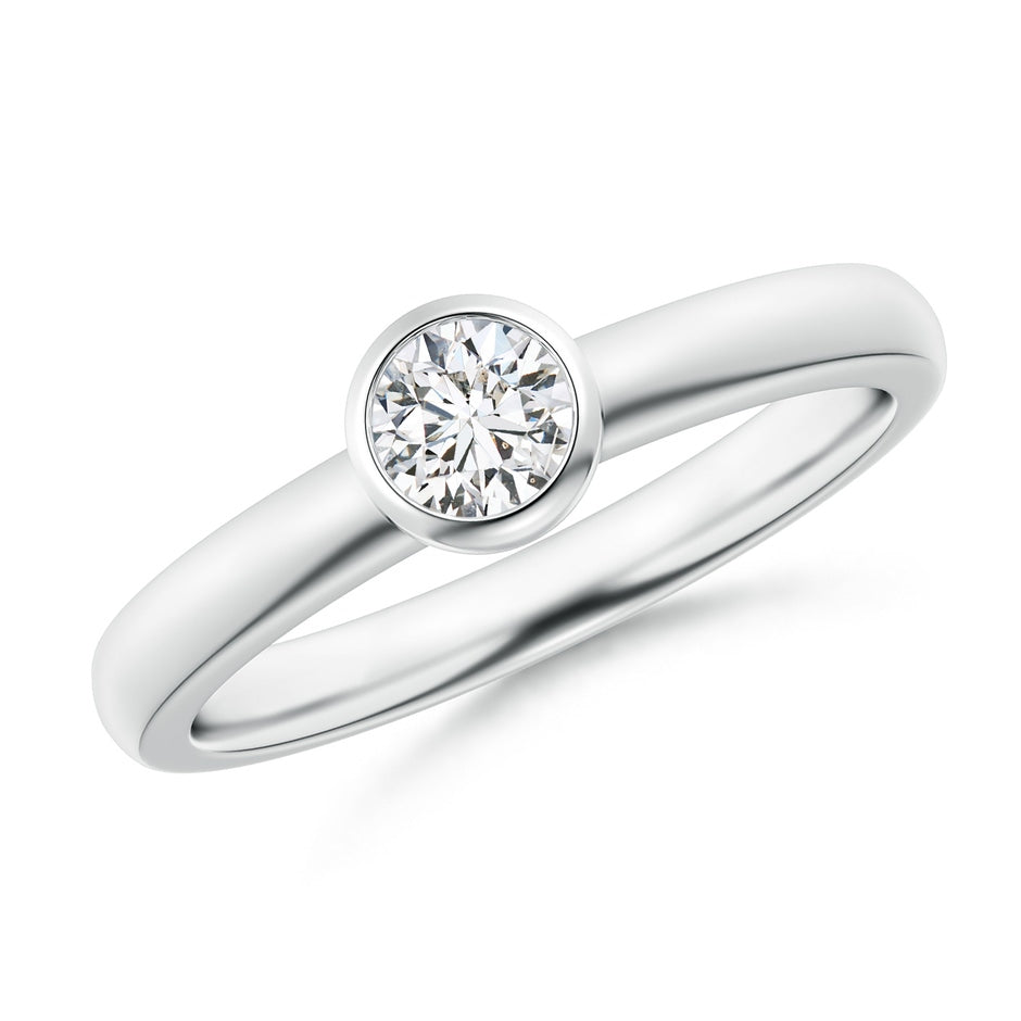 Bezel-Set Solitaire Round Diamond Stackable Ring