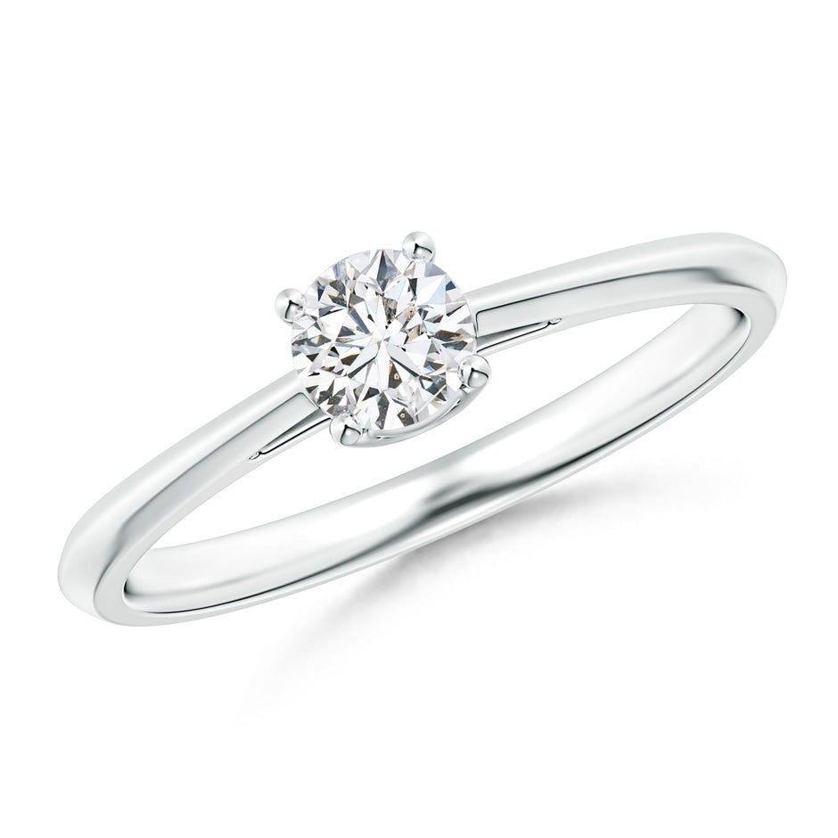 Knife-Edged Classic Round Diamond Solitaire Engagement Ring