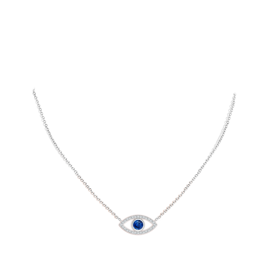 Blue Sapphire Evil Eye Pendant with Diamond Accents