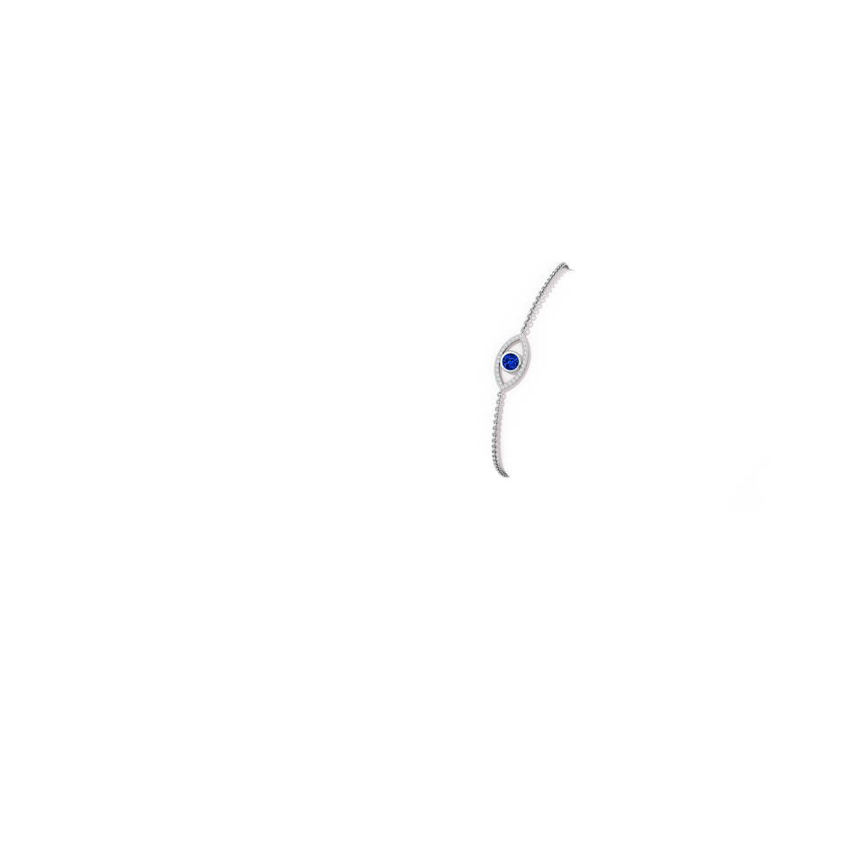 Bezel-Set Sapphire and Diamond Evil Eye Bracelet