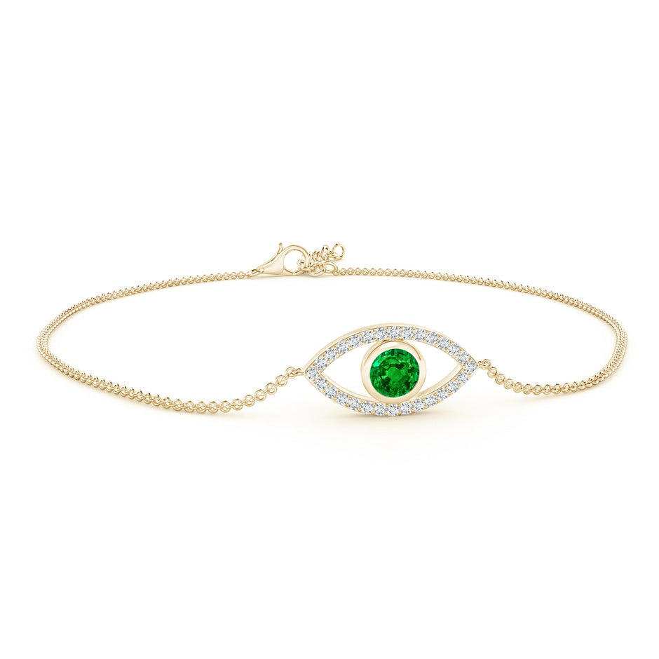 Bezel-Set Emerald and Diamond Evil Eye Bracelet