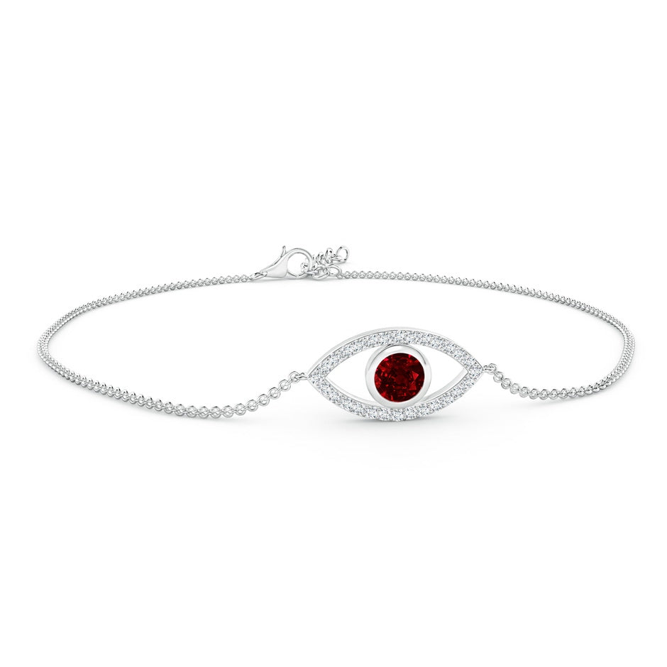 Bezel-Set Ruby and Diamond Evil Eye Bracelet