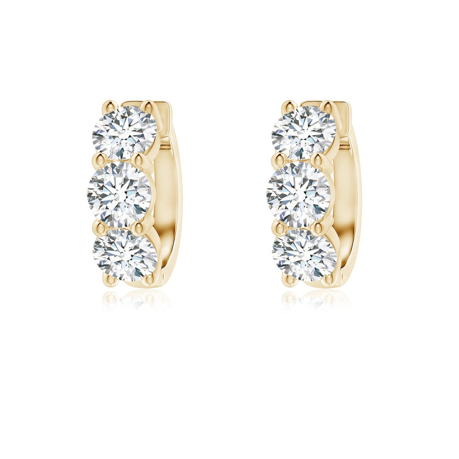 Round Lab-Grown Diamond Three Stone Hoop Earrings