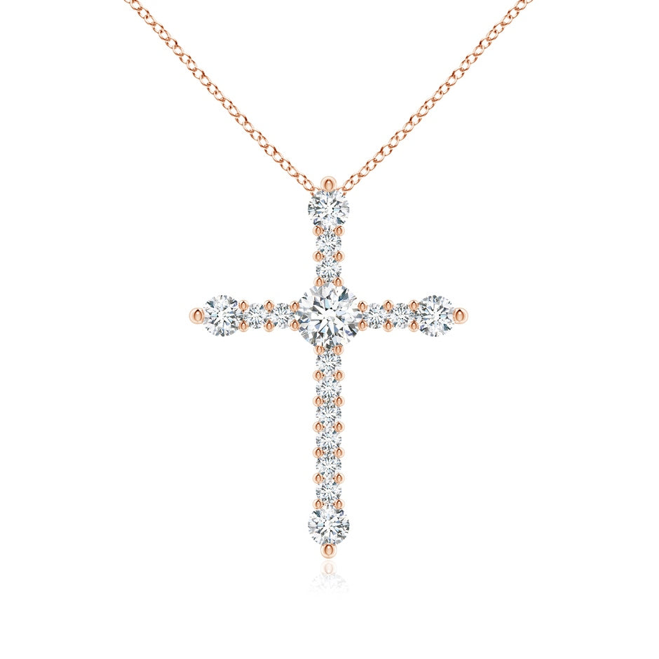 Lab-Grown Prong-Set Diamond Budded Cross Pendant