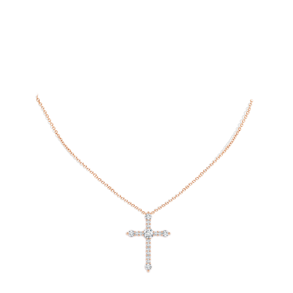 Lab-Grown Prong-Set Diamond Budded Cross Pendant