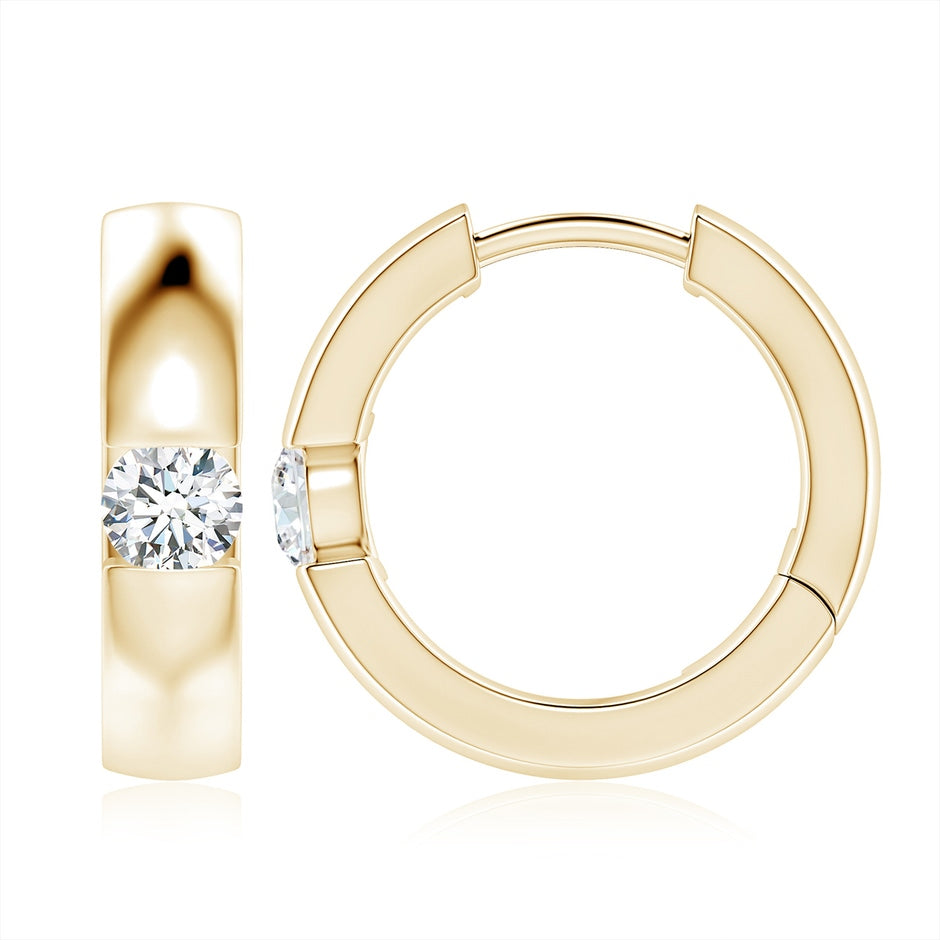 Lab-Grown Channel-Set Round Diamond Hinged Hoop Earrings