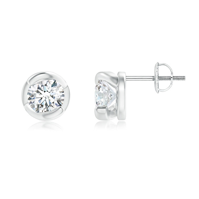 Lab-Grown Spiral-Framed Diamond Solitaire Stud Earrings
