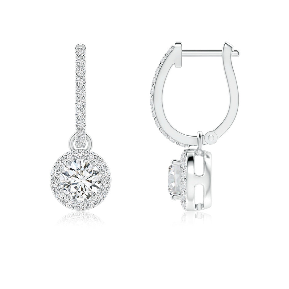 Round Diamond Dangle Earrings with Halo