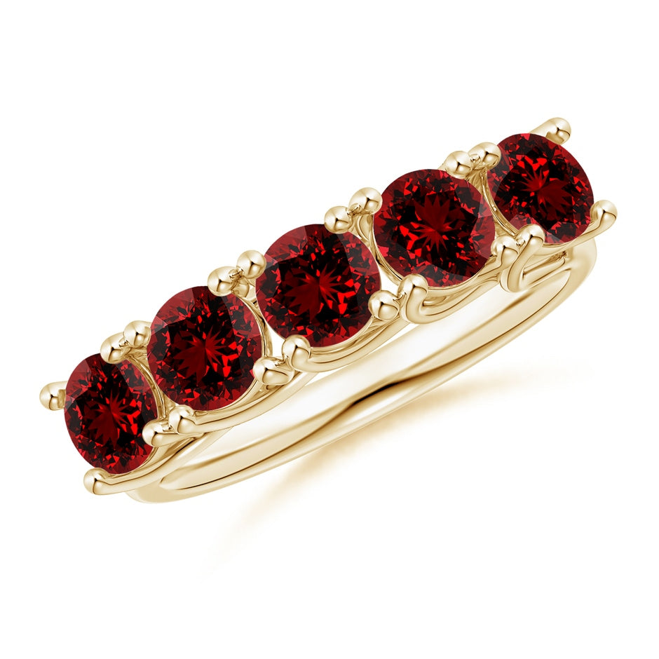 Lab-Grown Half Eternity Five Stone Ruby Wedding Band