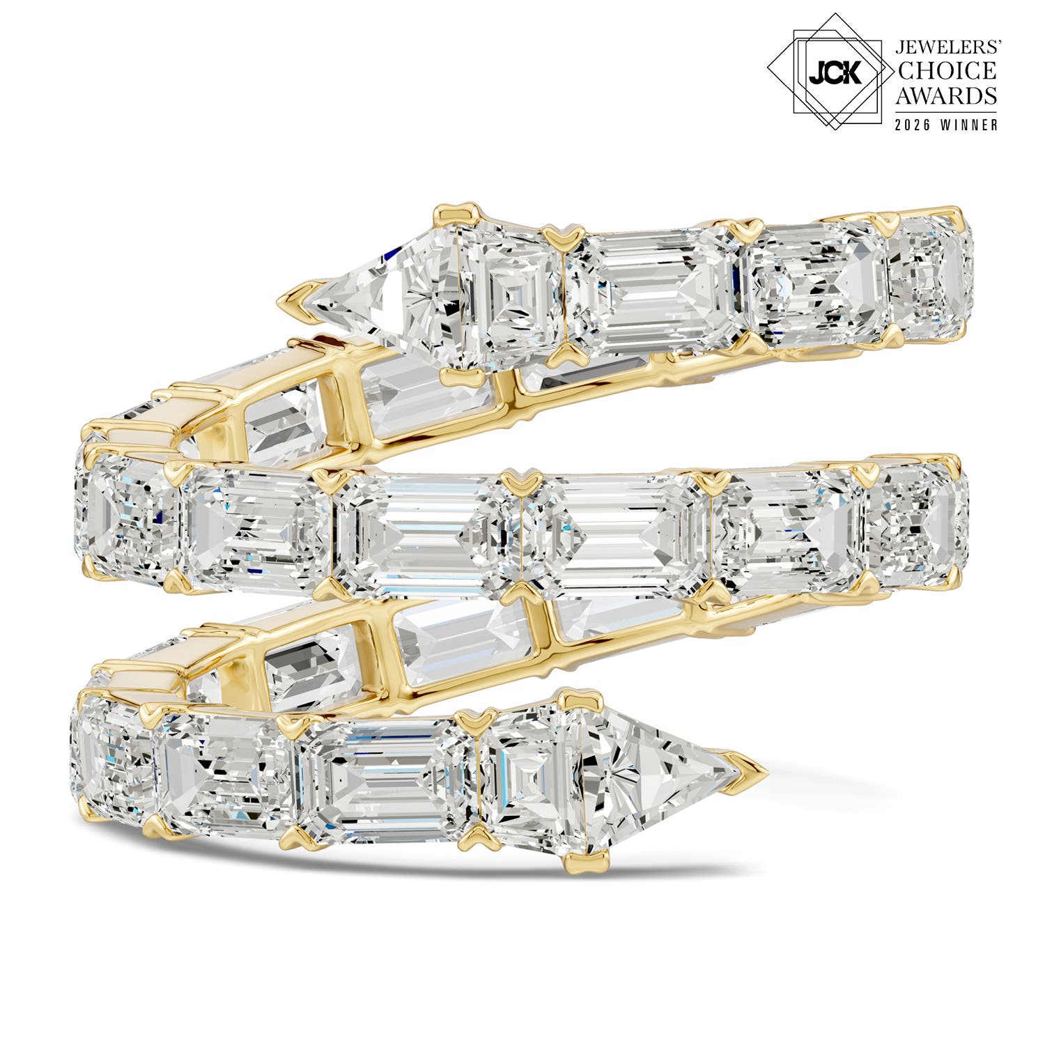 8.14 CTW The Davis Standard Snake Diamond Ring in 18K Yellow Gold