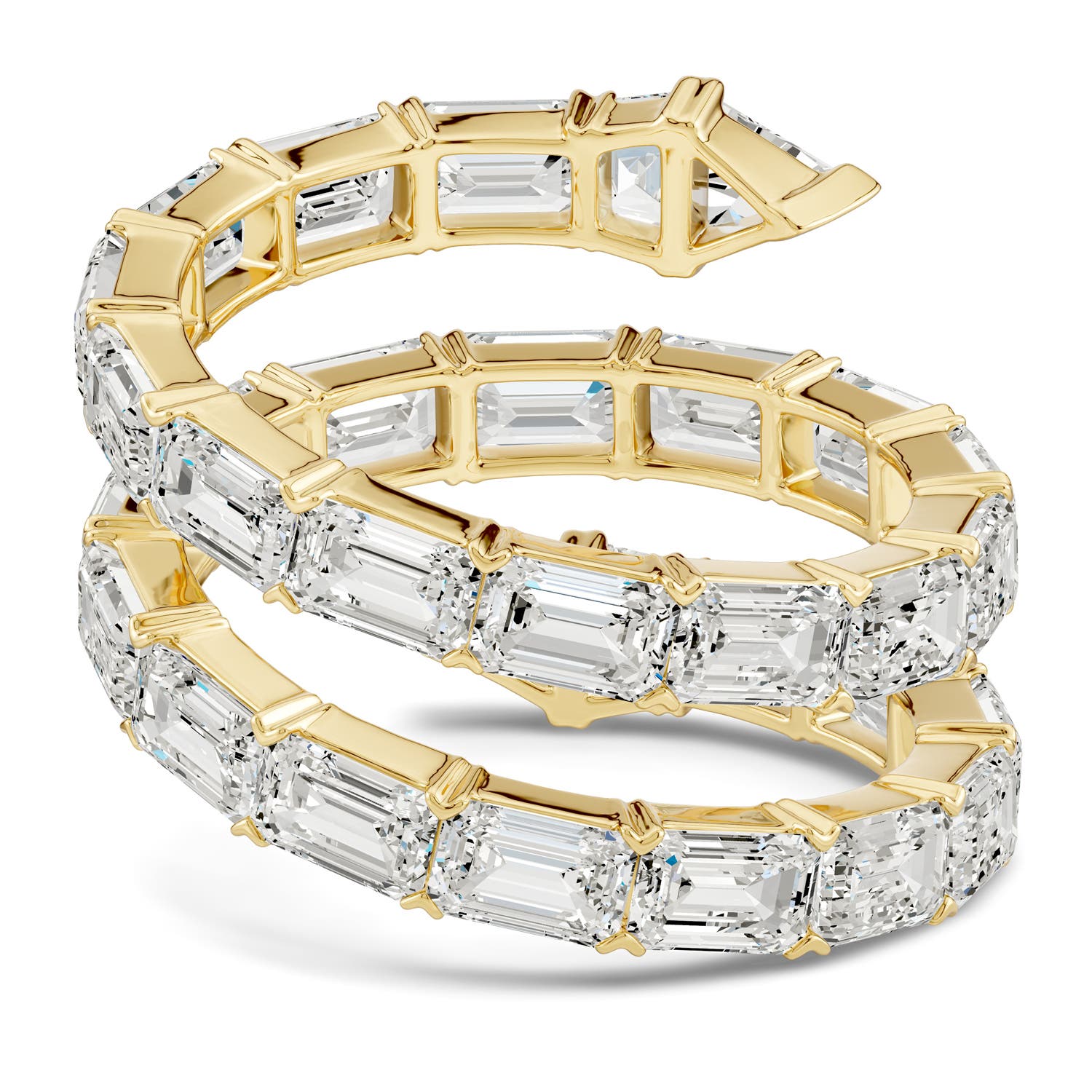 8.14 CTW The Davis Standard Snake Diamond Ring in 18K Yellow Gold