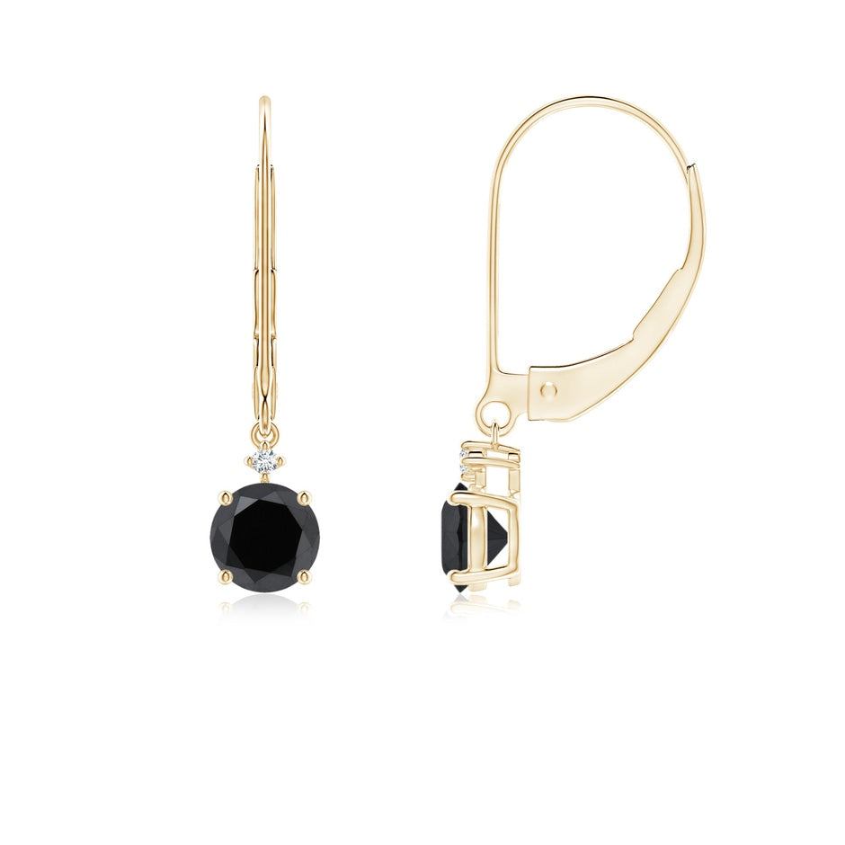 Prong-Set Round Enhanced Black Diamond Leverback Dangle Earrings