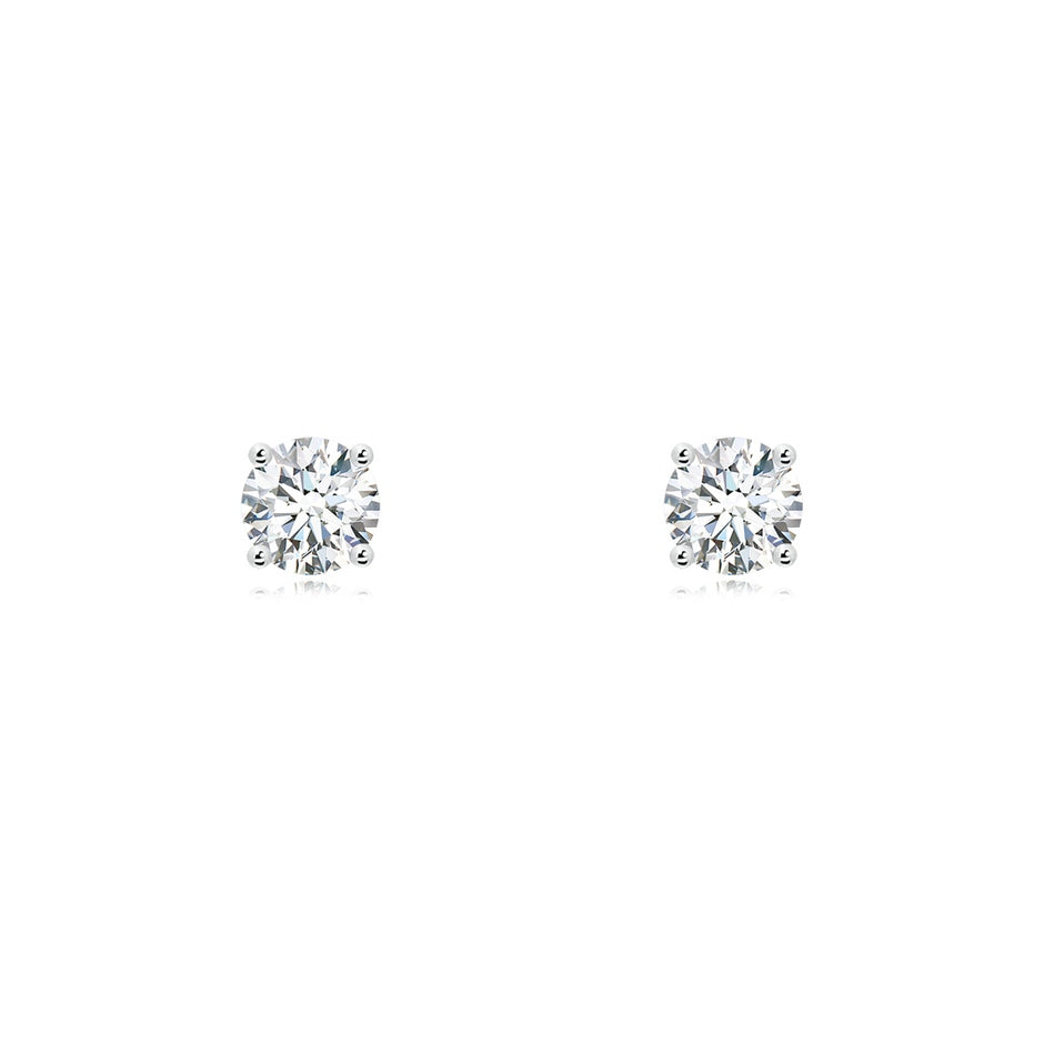 Lab-Grown Basket-Set Solitaire Diamond Stud Earrings