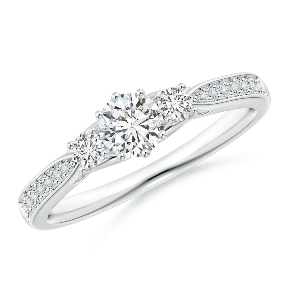 Prong-Set Round Diamond Three Stone Ring