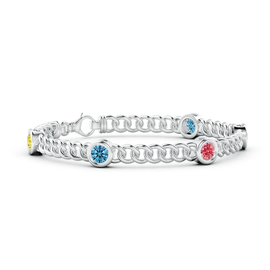 Bezel-Set Lab-Grown Fancy Intense Multi-Color Diamond Curb Chain Link Bracelet