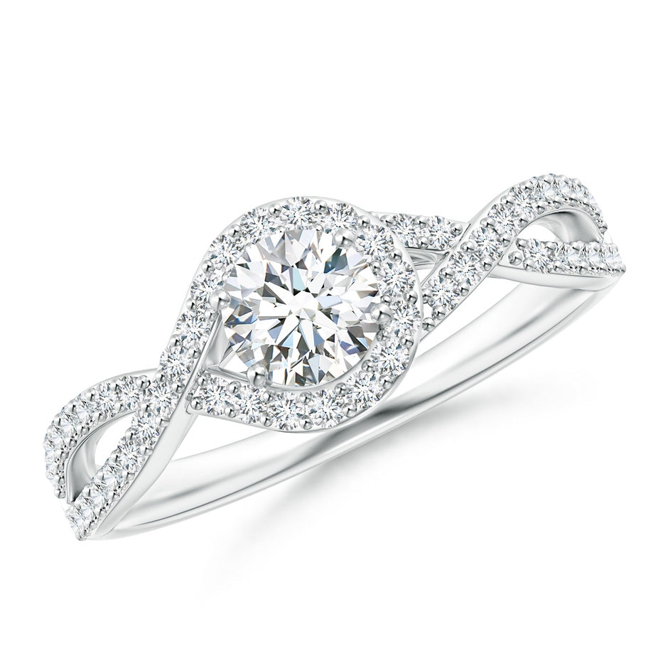 Lab-Grown Criss Cross Infinity Halo Diamond Ring