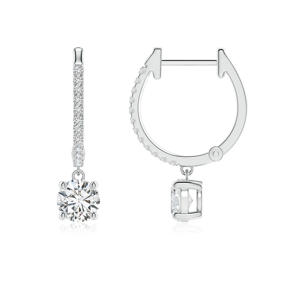 Round Diamond Hoop Drop Earrings with Accents