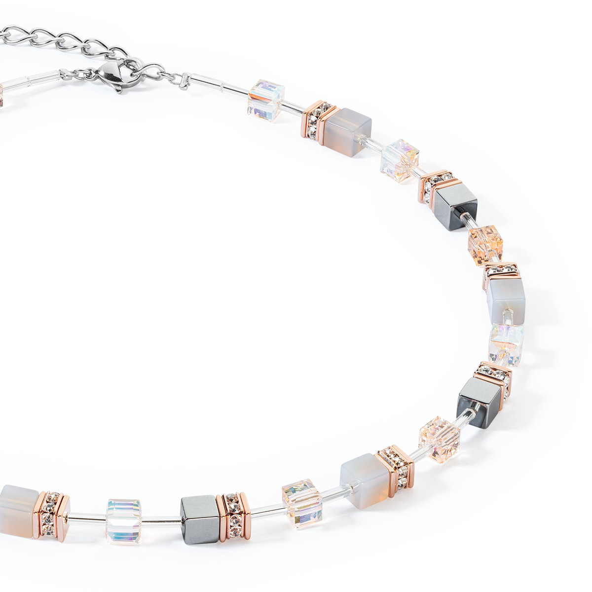 GeoCUBE® Iconic Precious necklace rose gold-peach