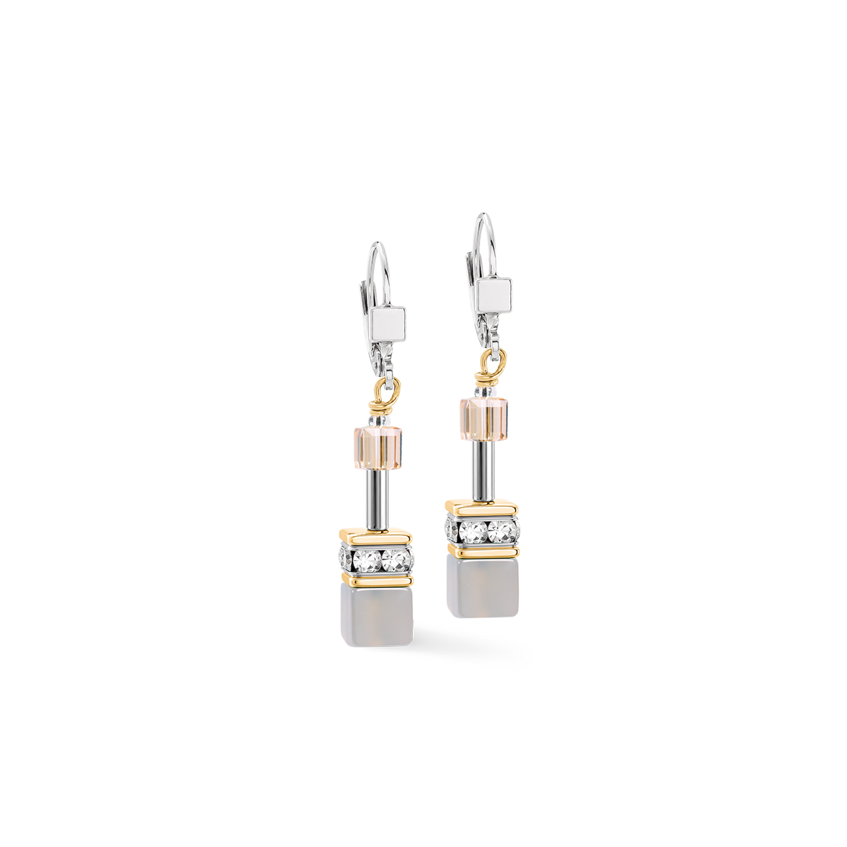 GeoCUBE® Drop Earrings Agate & Hematite grey-gold