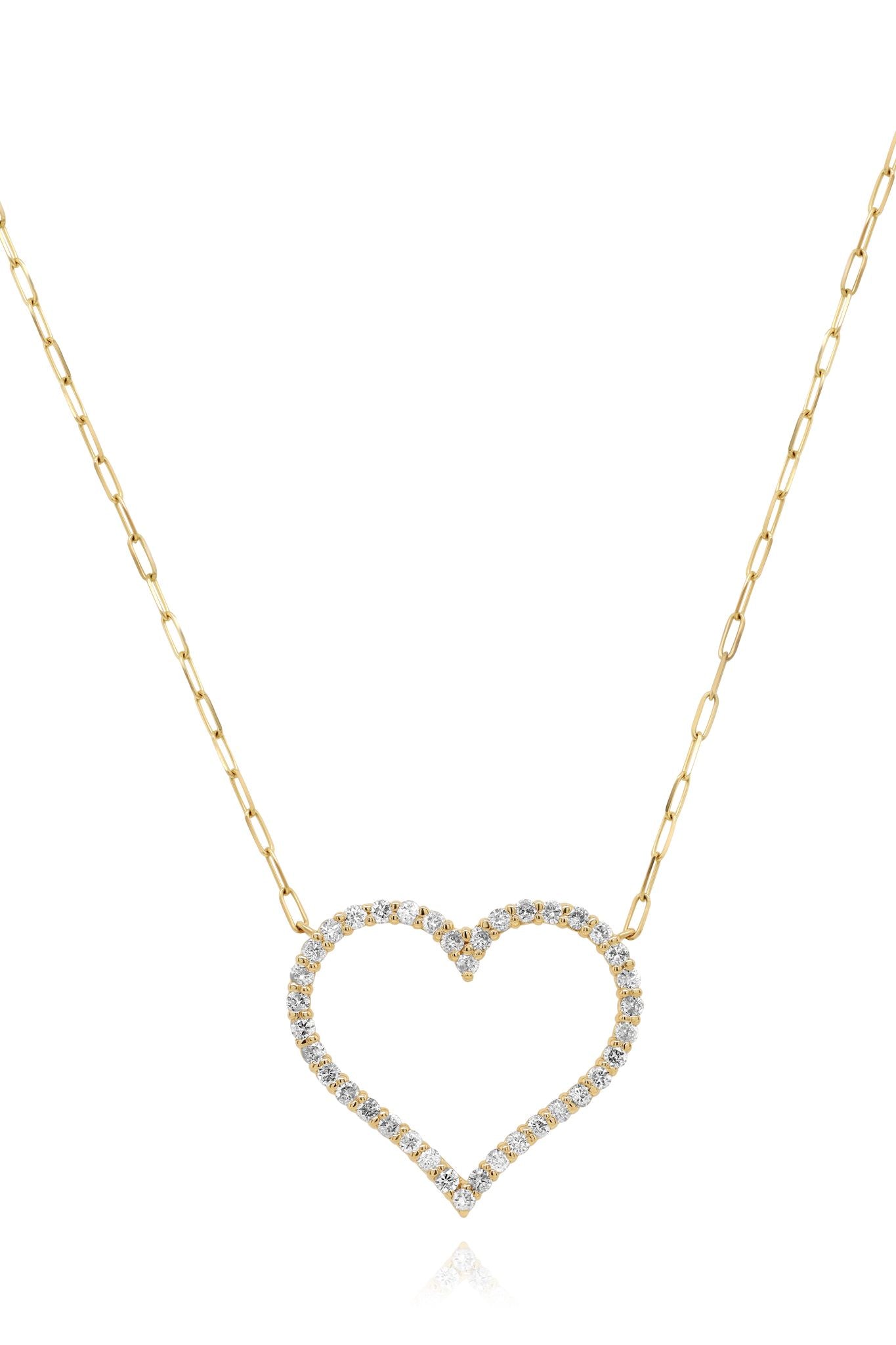 14kt yellow gold diamond pendant with open-heart design adorned with 1.06 cts tw diamonds