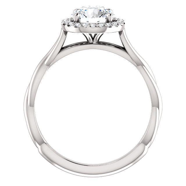 1ct Diamond Halo Vintage Solitaire Round Cut Intertwined Band 14k White Gold