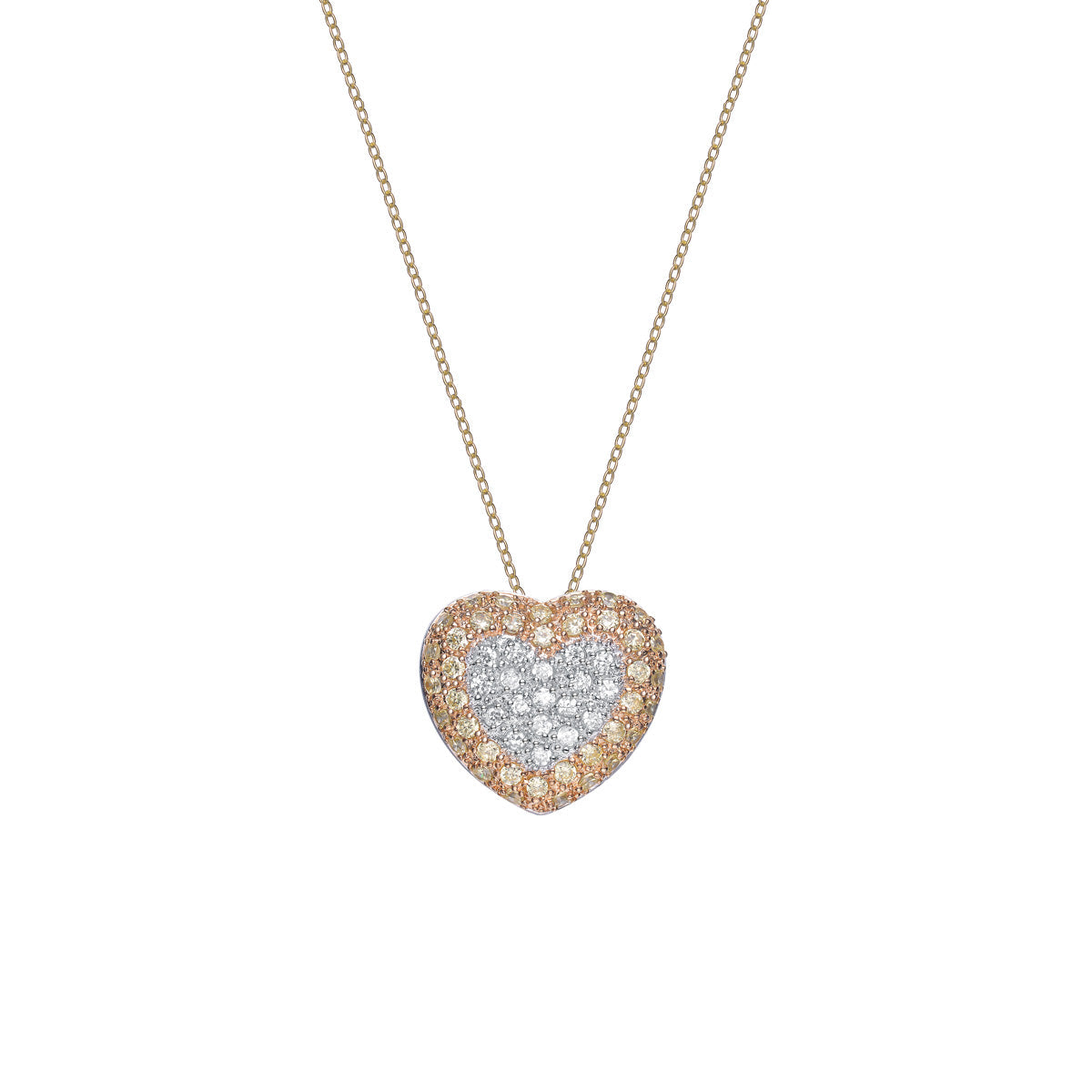 Gv Sterling Silver White And Gold Heart Design Pendant
