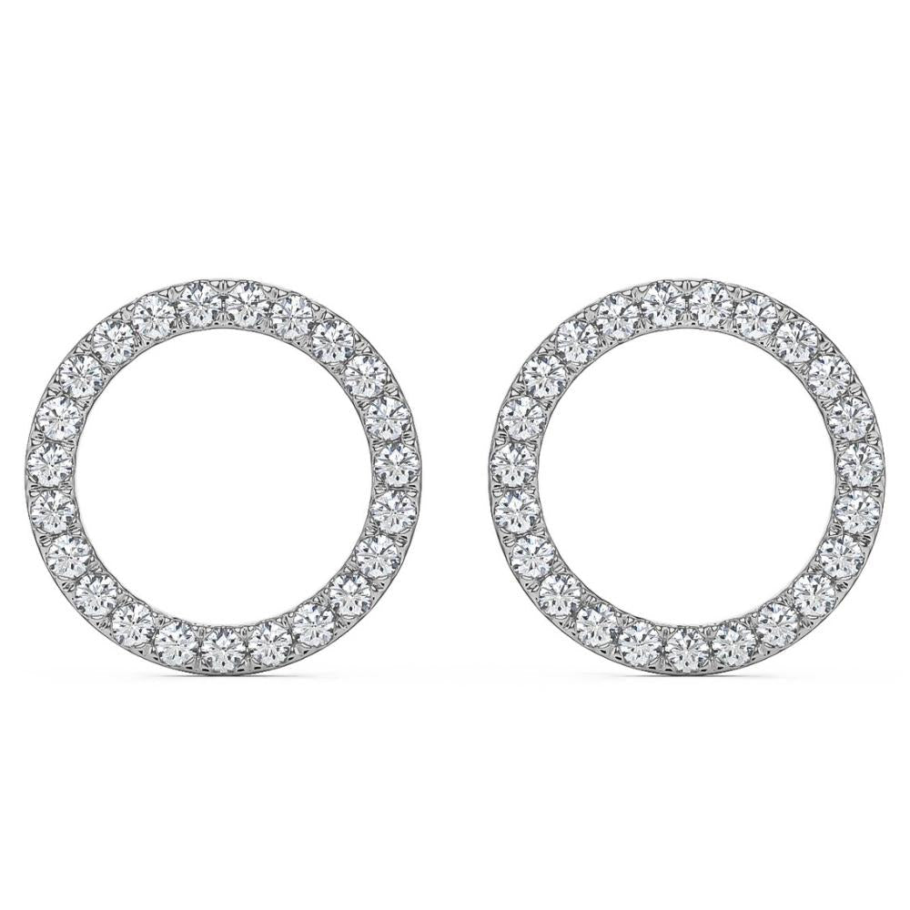 1/4Ct Circle Diamond Earrings in White, Yellow, or Rose Gold Lab Grown
