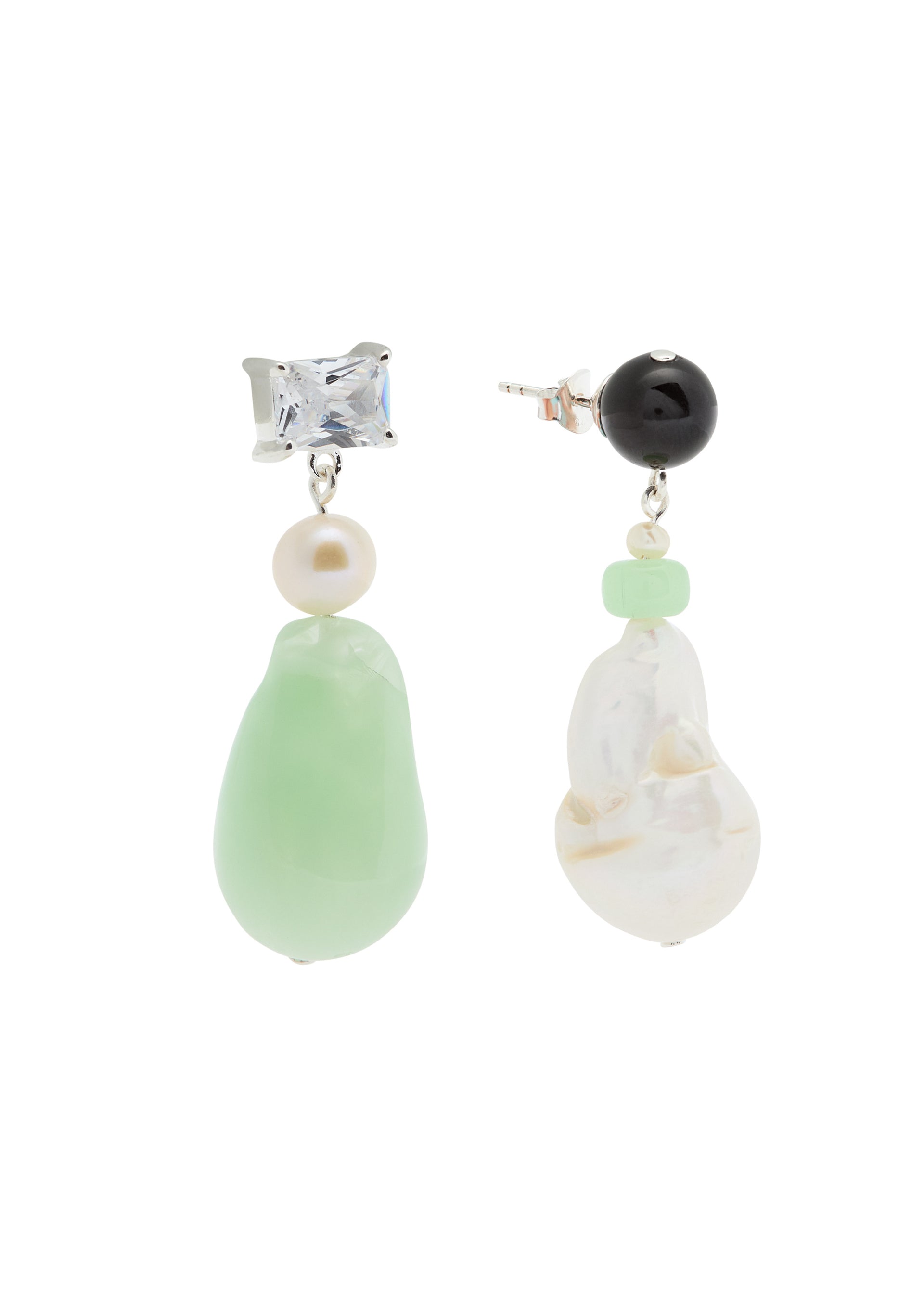 Pearl-embellished sterling silver drop earrings