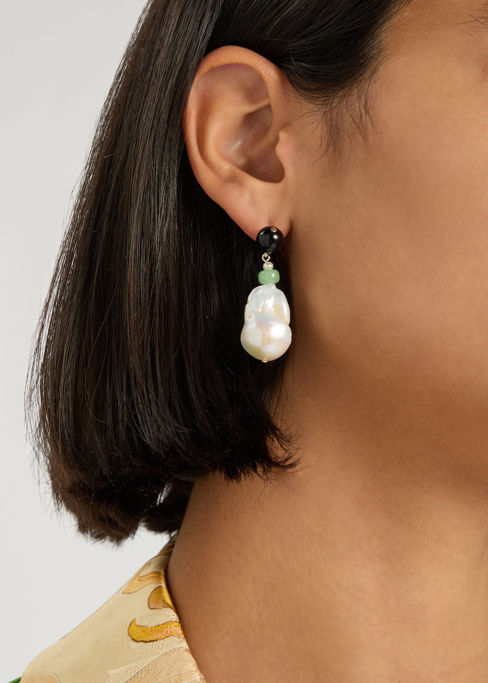 Pearl-embellished sterling silver drop earrings