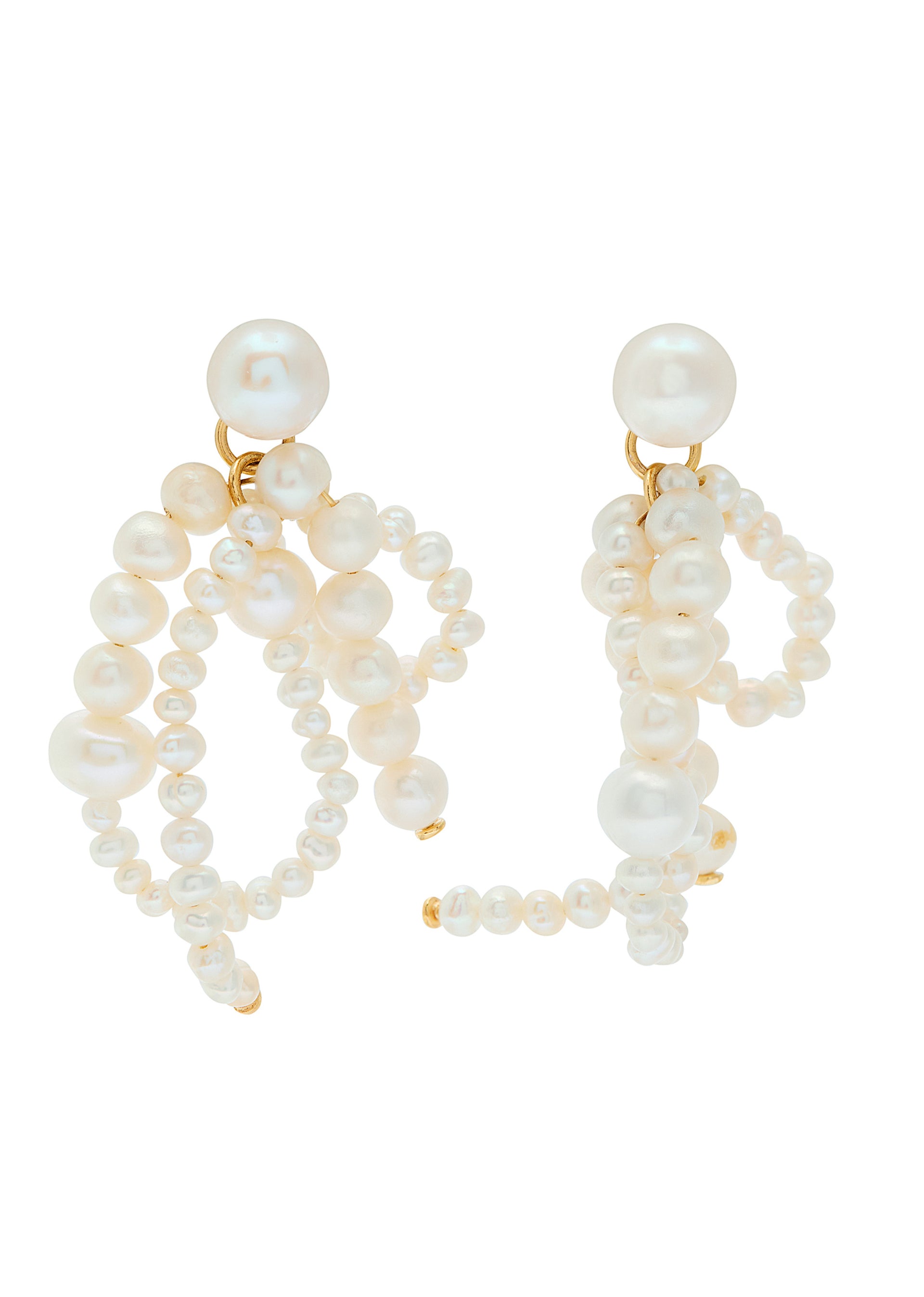 Pearl-embellished 18kt gold vermeil drop earrings