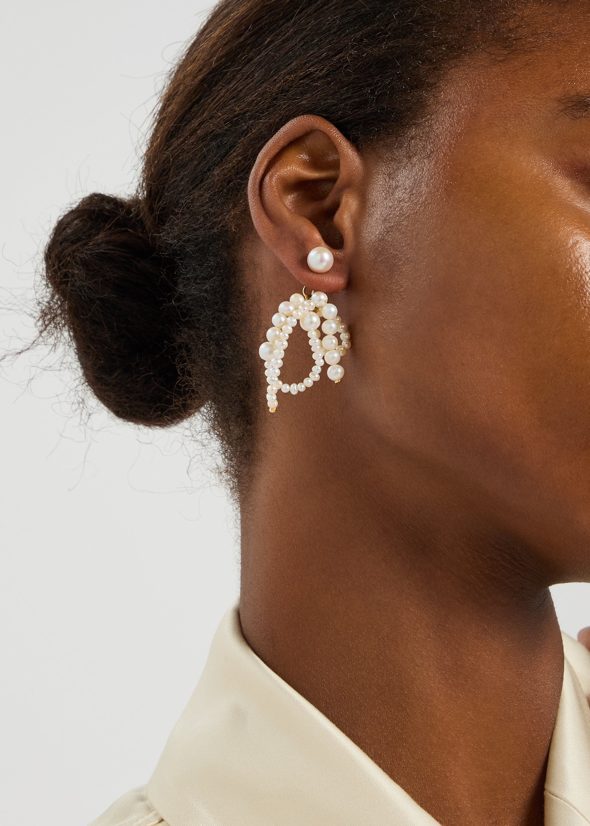 Pearl-embellished 18kt gold vermeil drop earrings