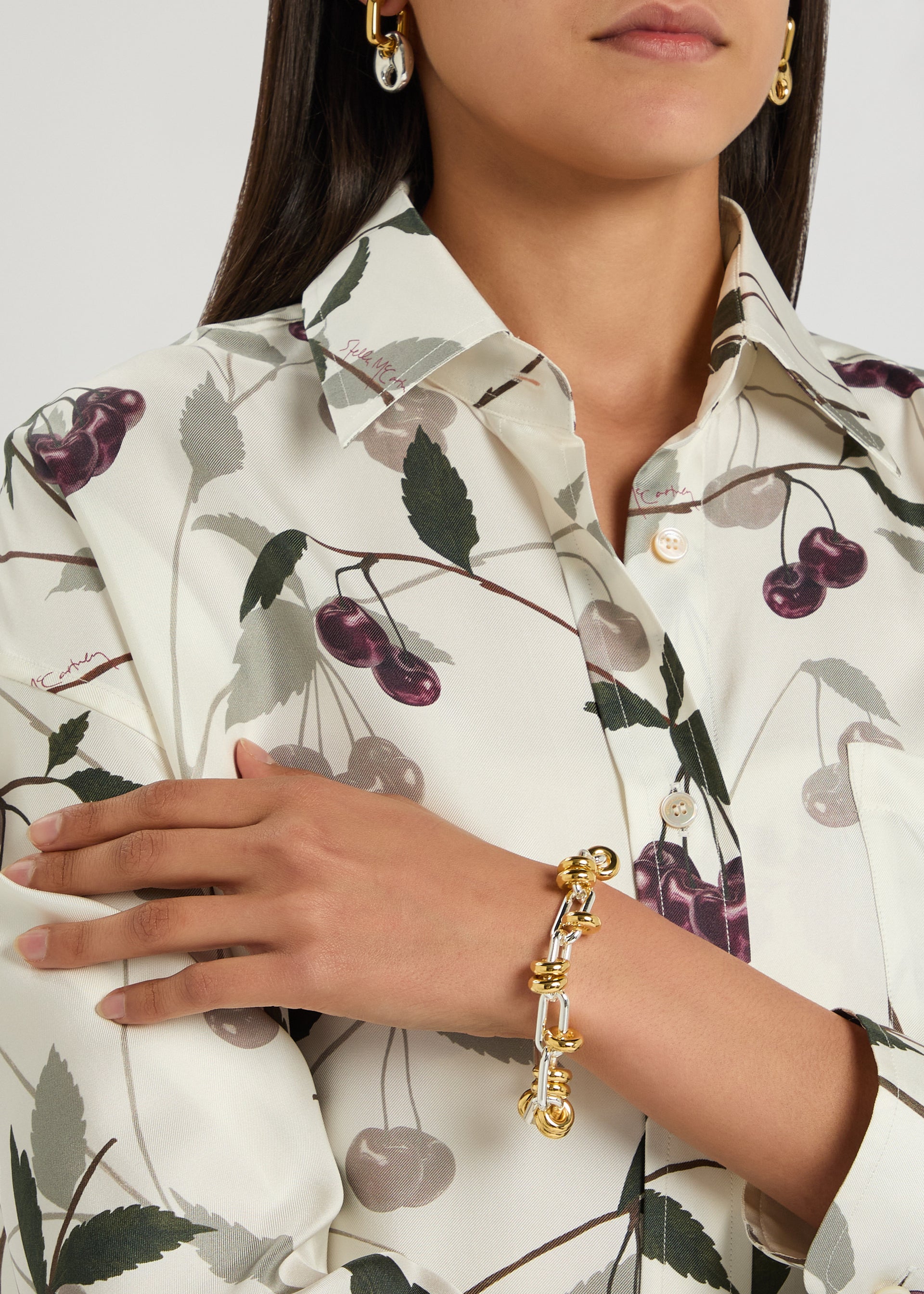 Two-tone sterling silver bracelet