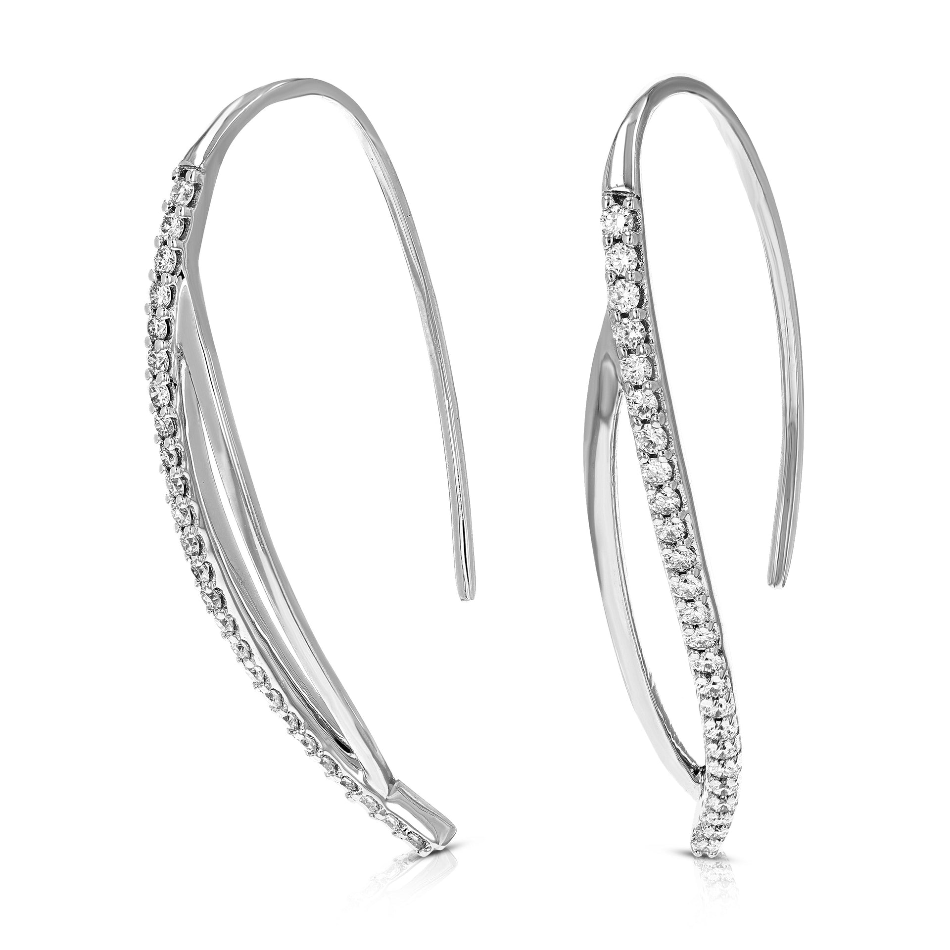1/2 cttw 50 Stones Round Lab Grown Diamond Hoop Earrings 14K White Gold Prong Set 1/5 Inch