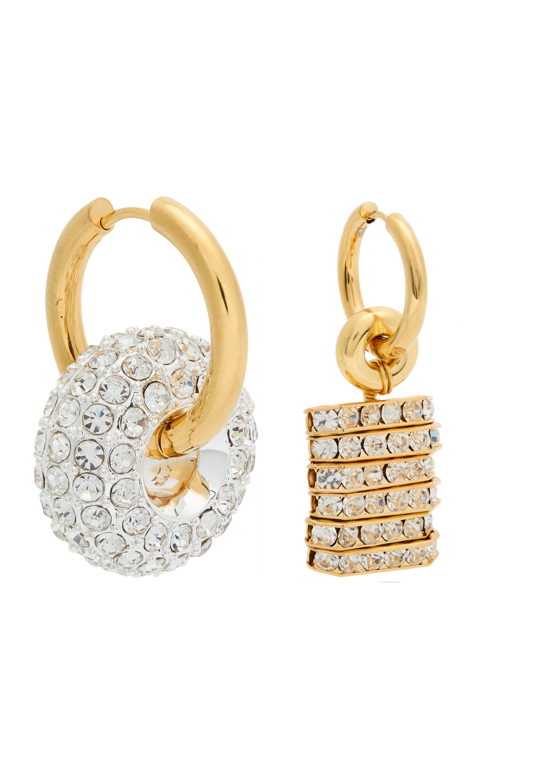 Crystal-embellished 24kt gold-plated hoop earrings