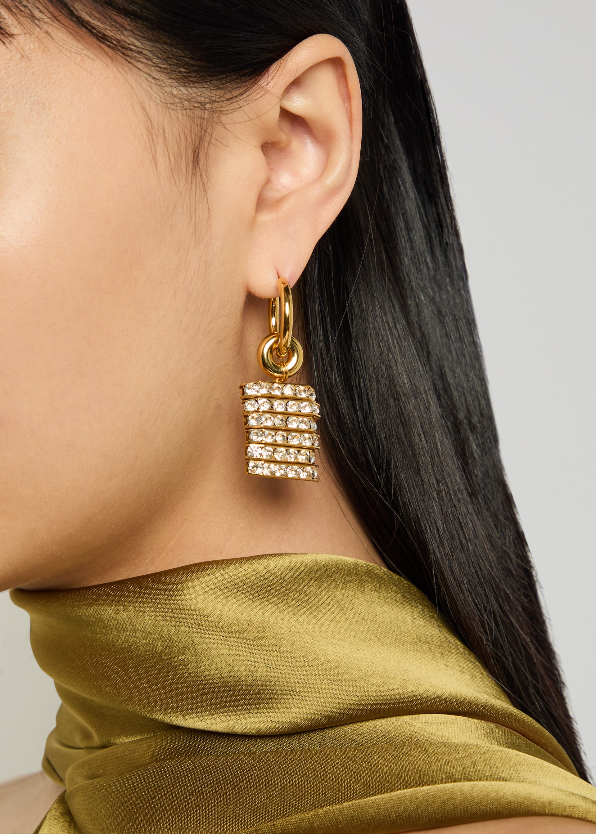 Crystal-embellished 24kt gold-plated hoop earrings