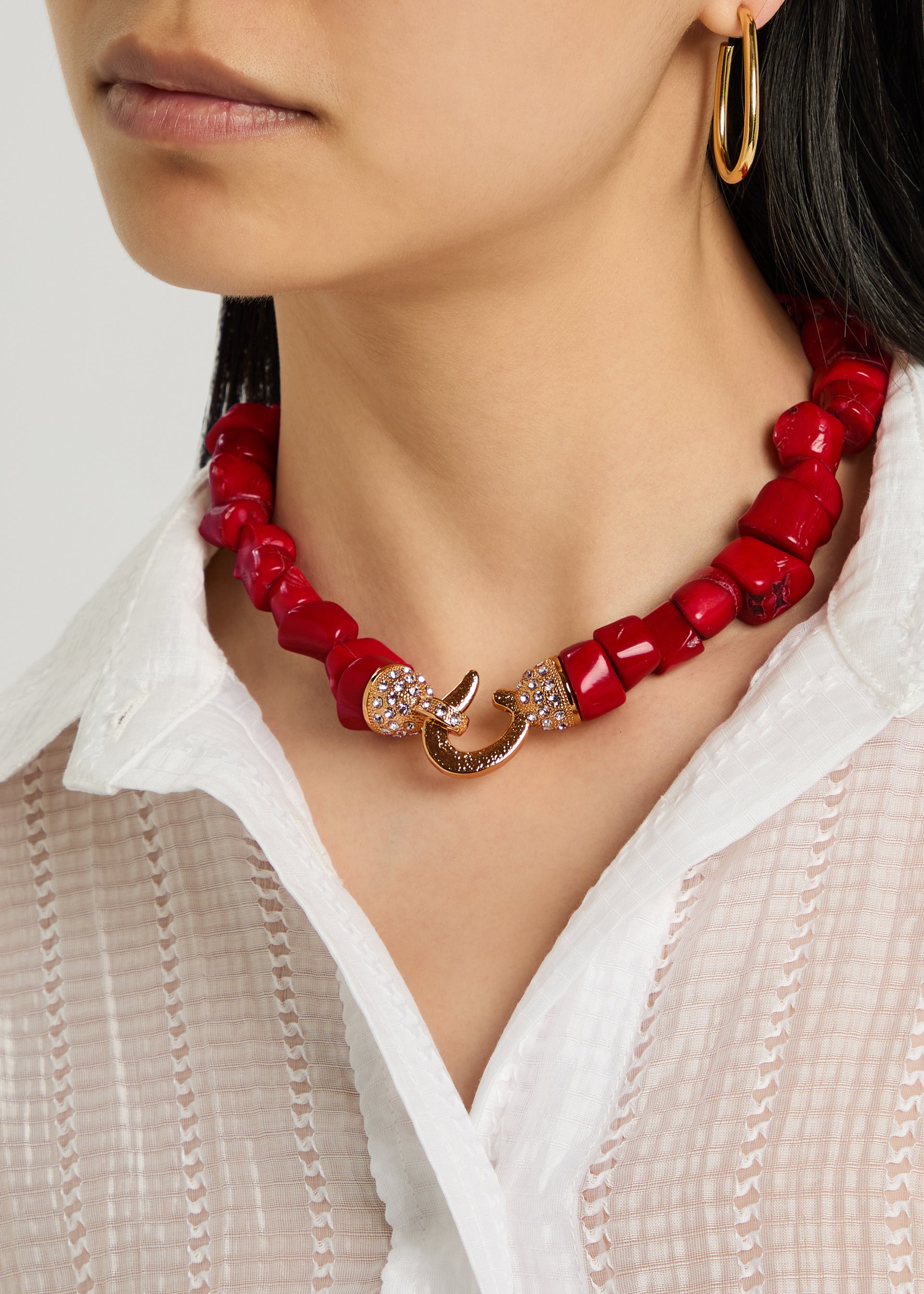 Beaded 24kt gold-plated necklace