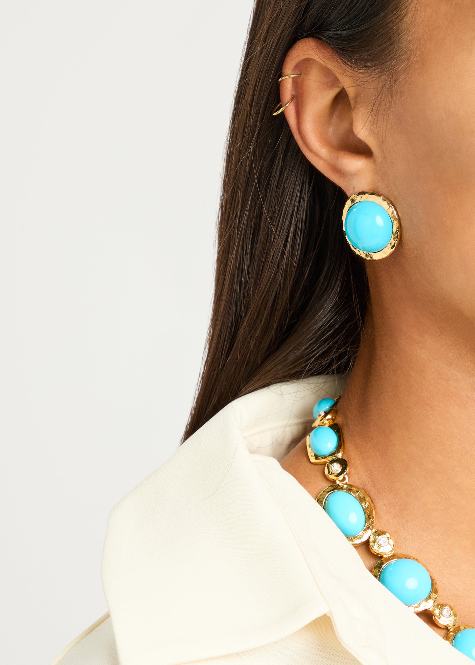 Textured 22kt gold-plated stud earrings