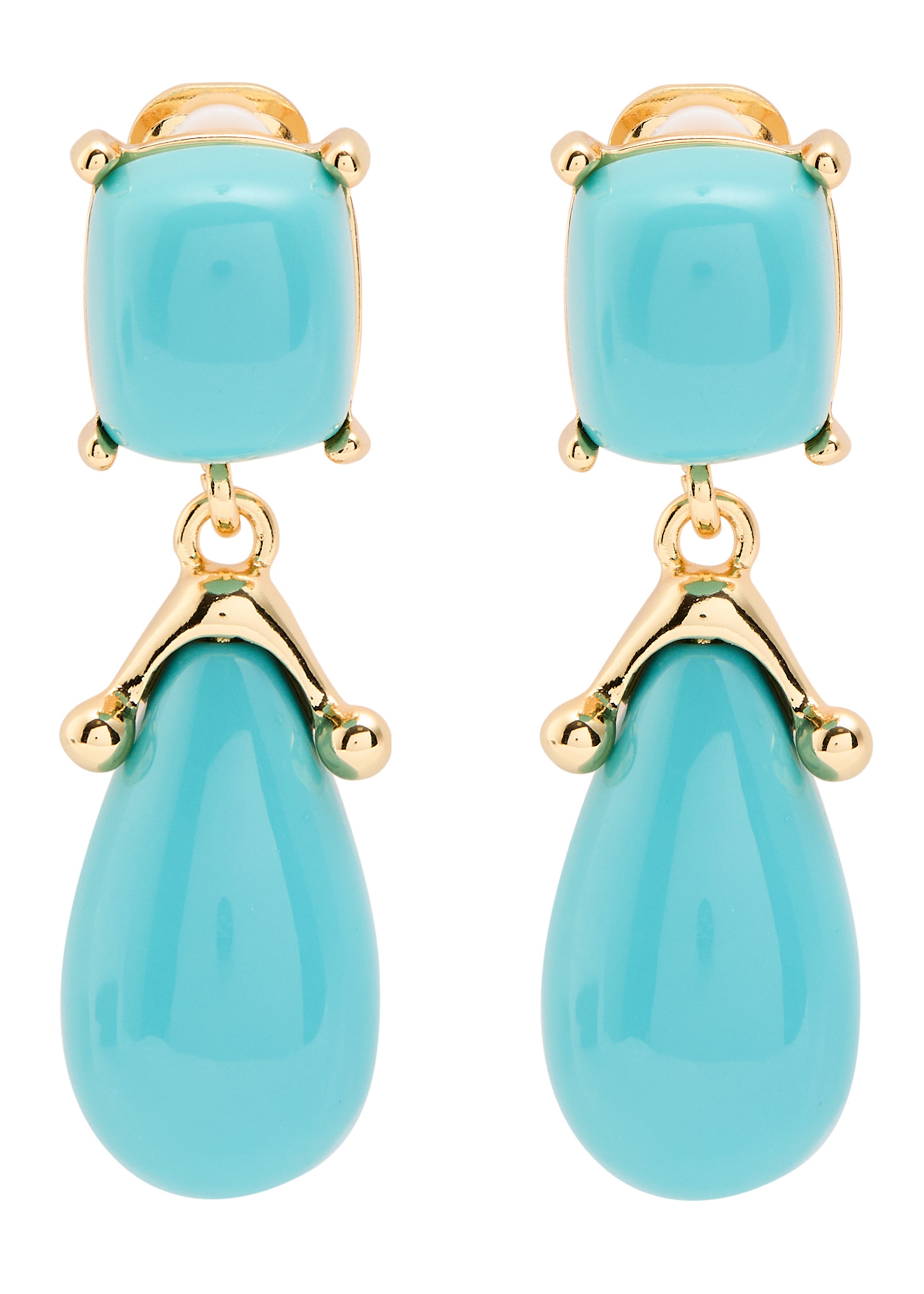 22kt gold-plated clip-on drop earrings