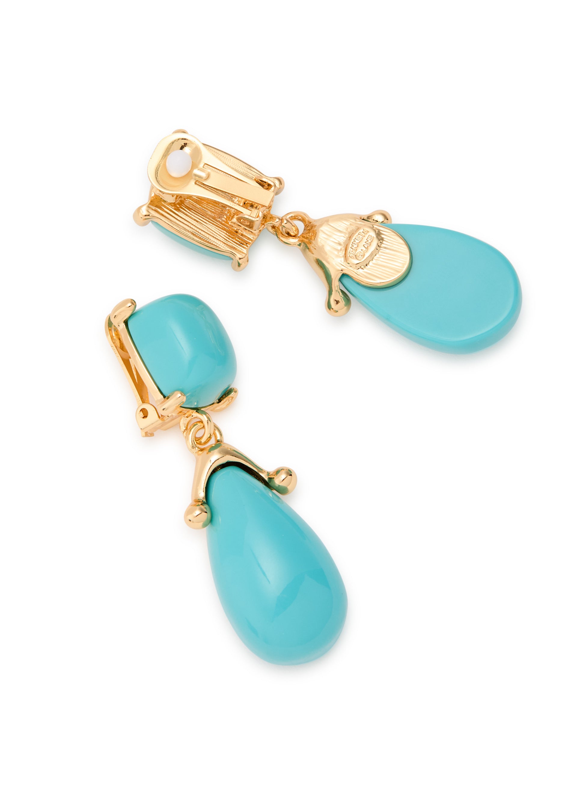 22kt gold-plated clip-on drop earrings