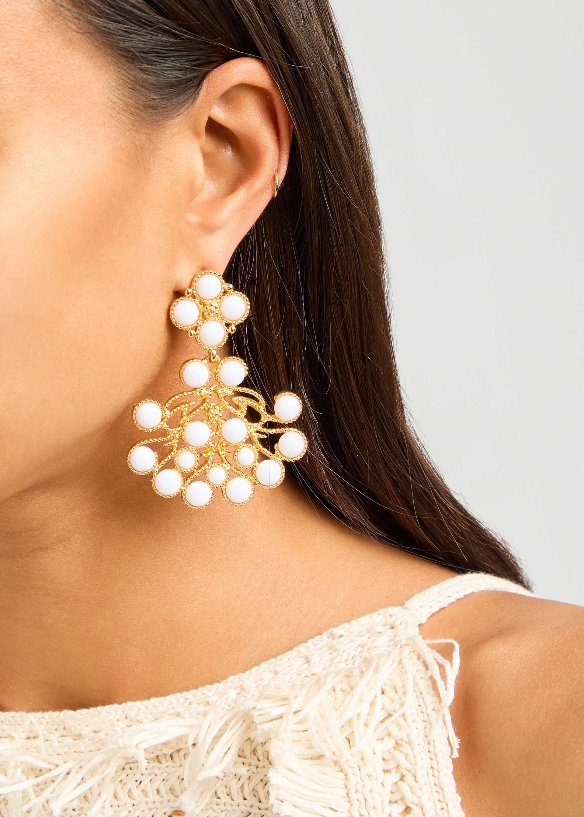 Sculpted 22kt gold-plated drop earrings