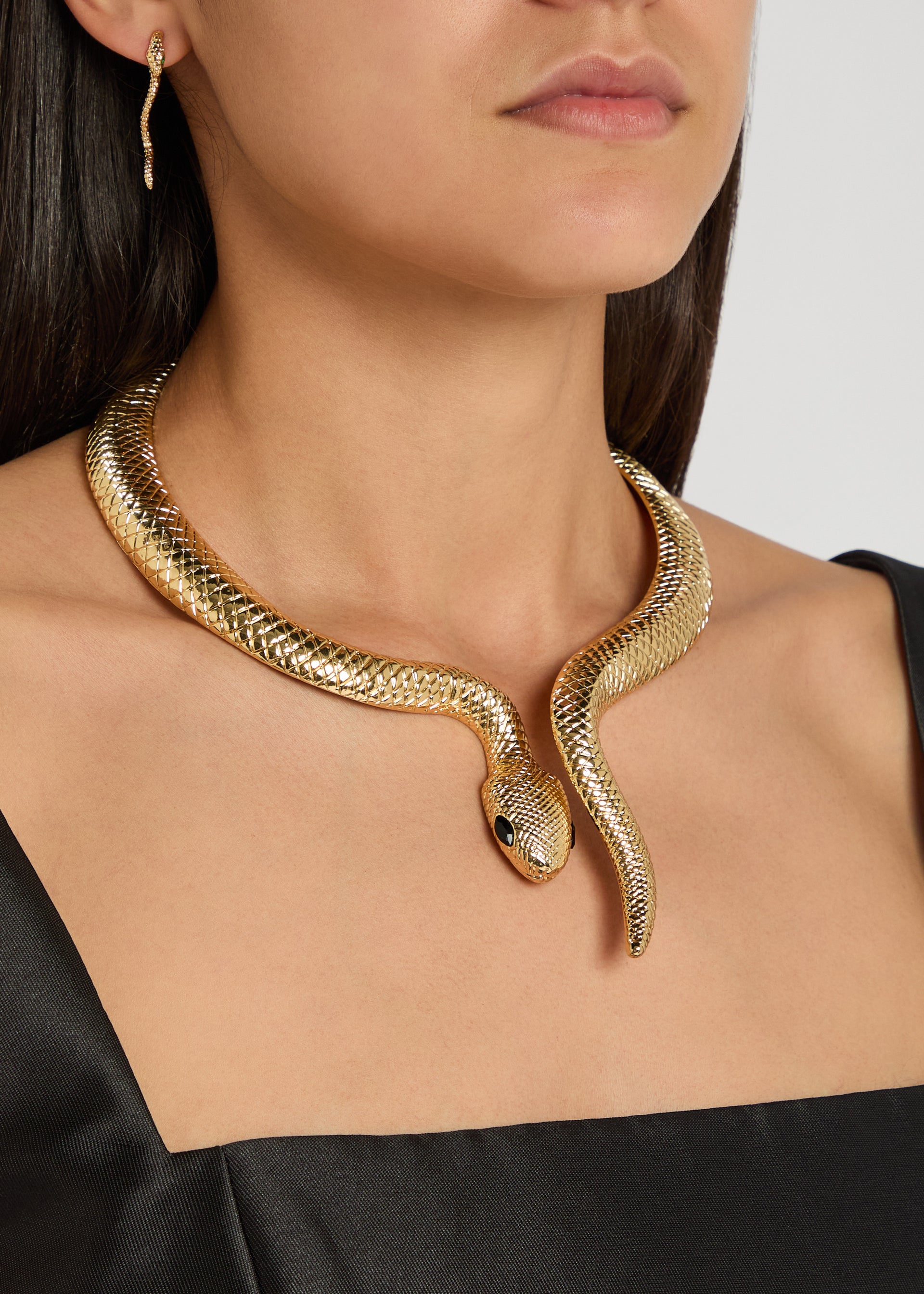 Snake 22kt gold-plated necklace