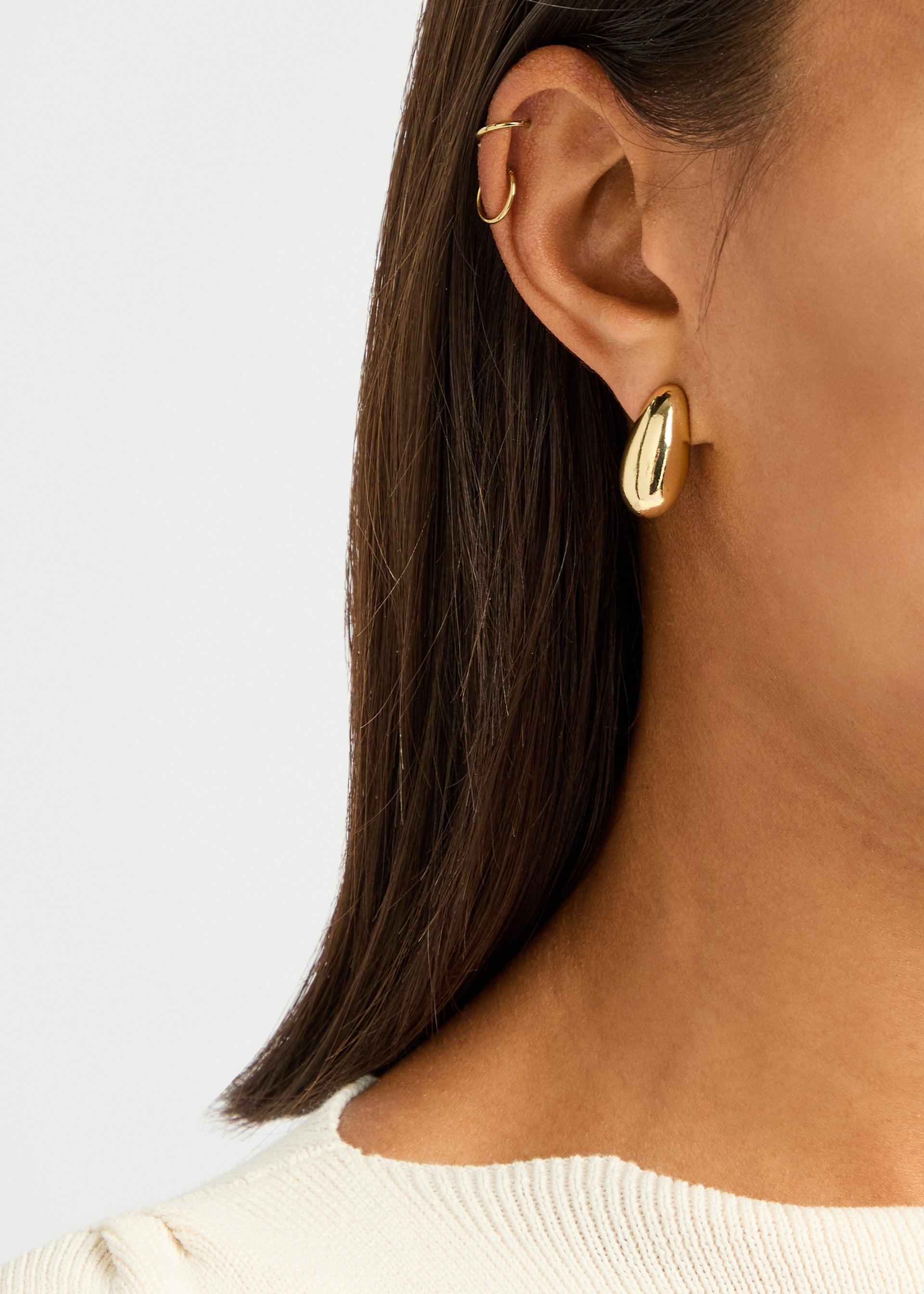 Sculpted 22kt gold-plated drop earrings