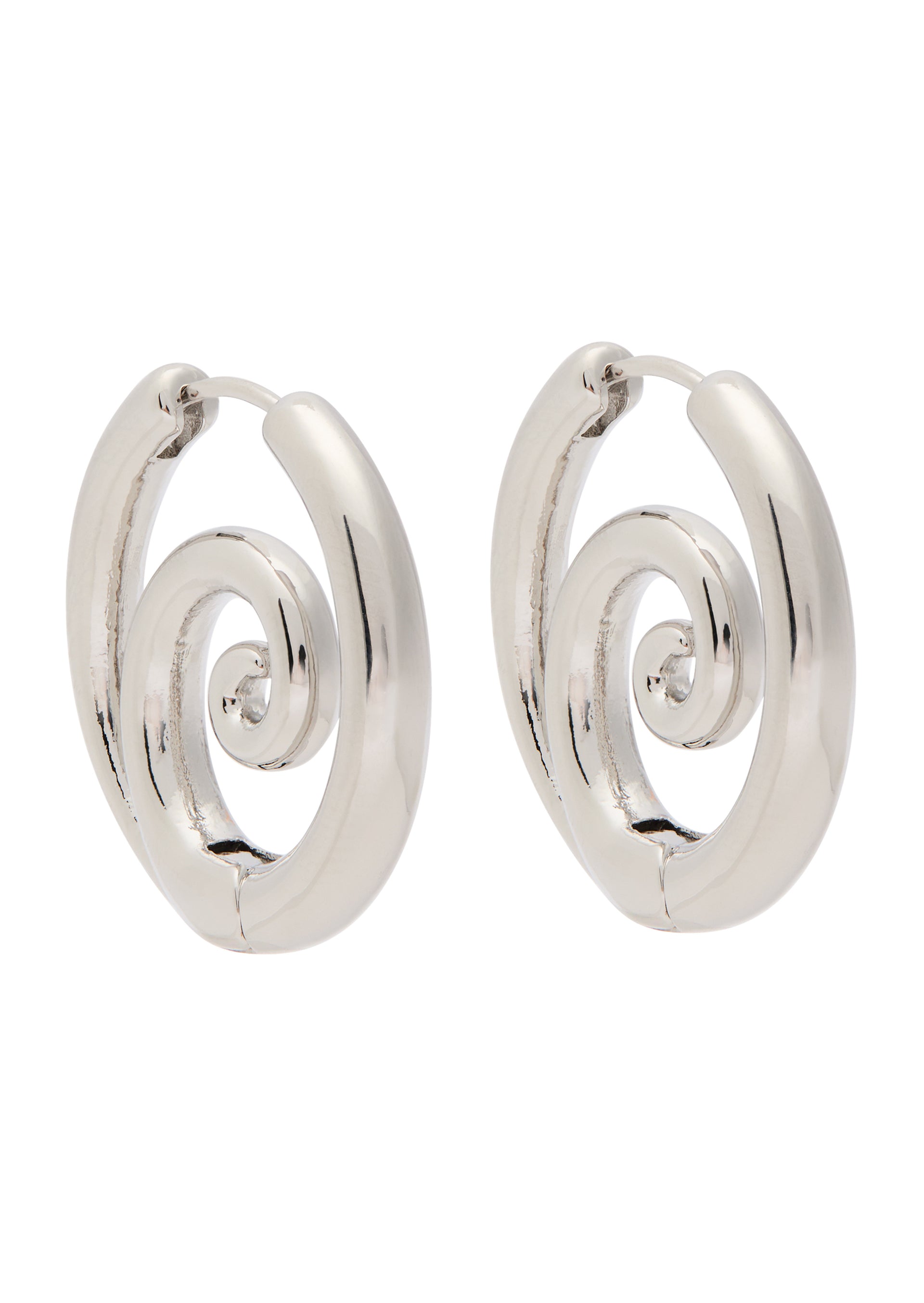 Swirl rhodium-plated hoop earrings