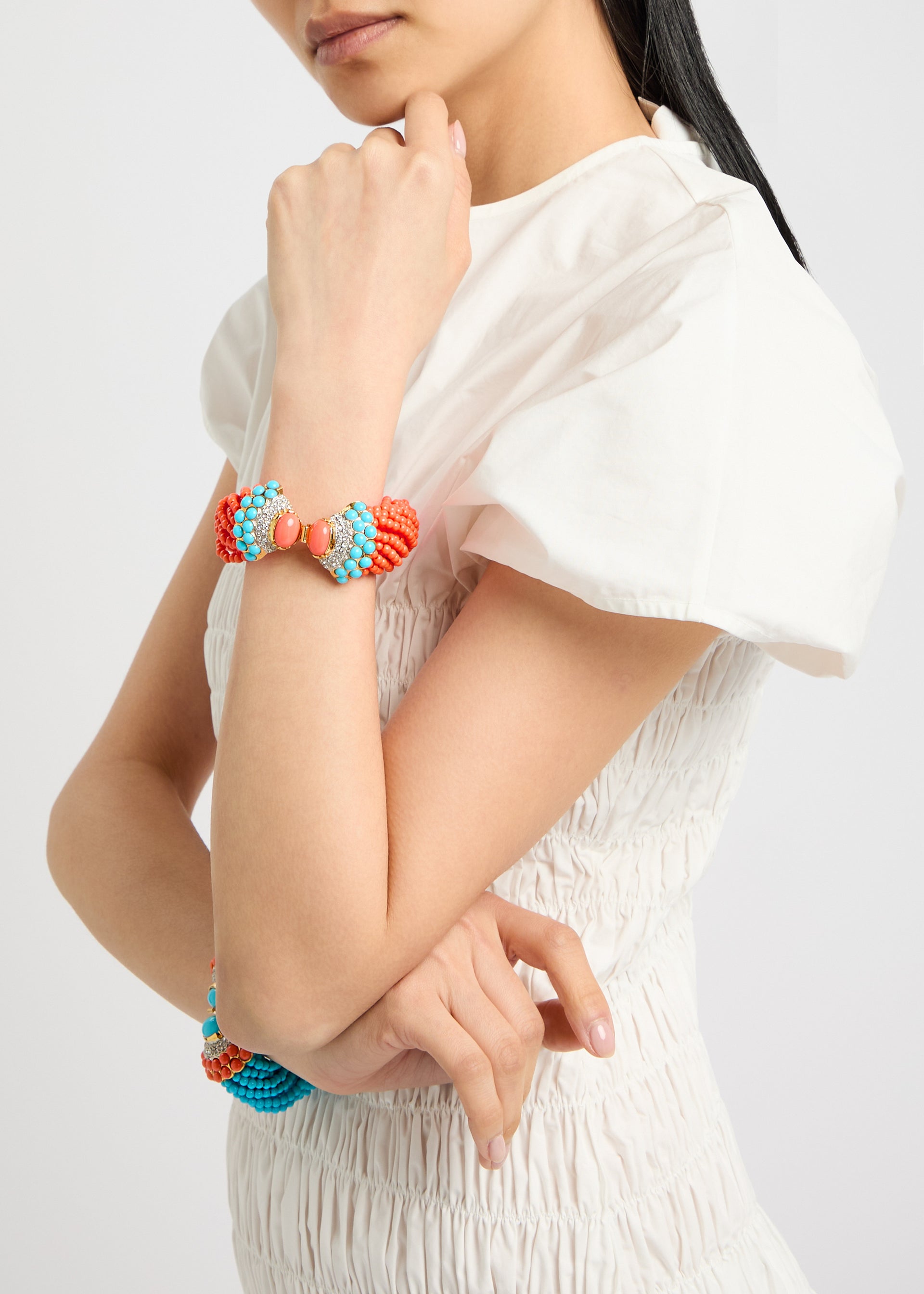 Beaded 22kt gold-plated bracelet