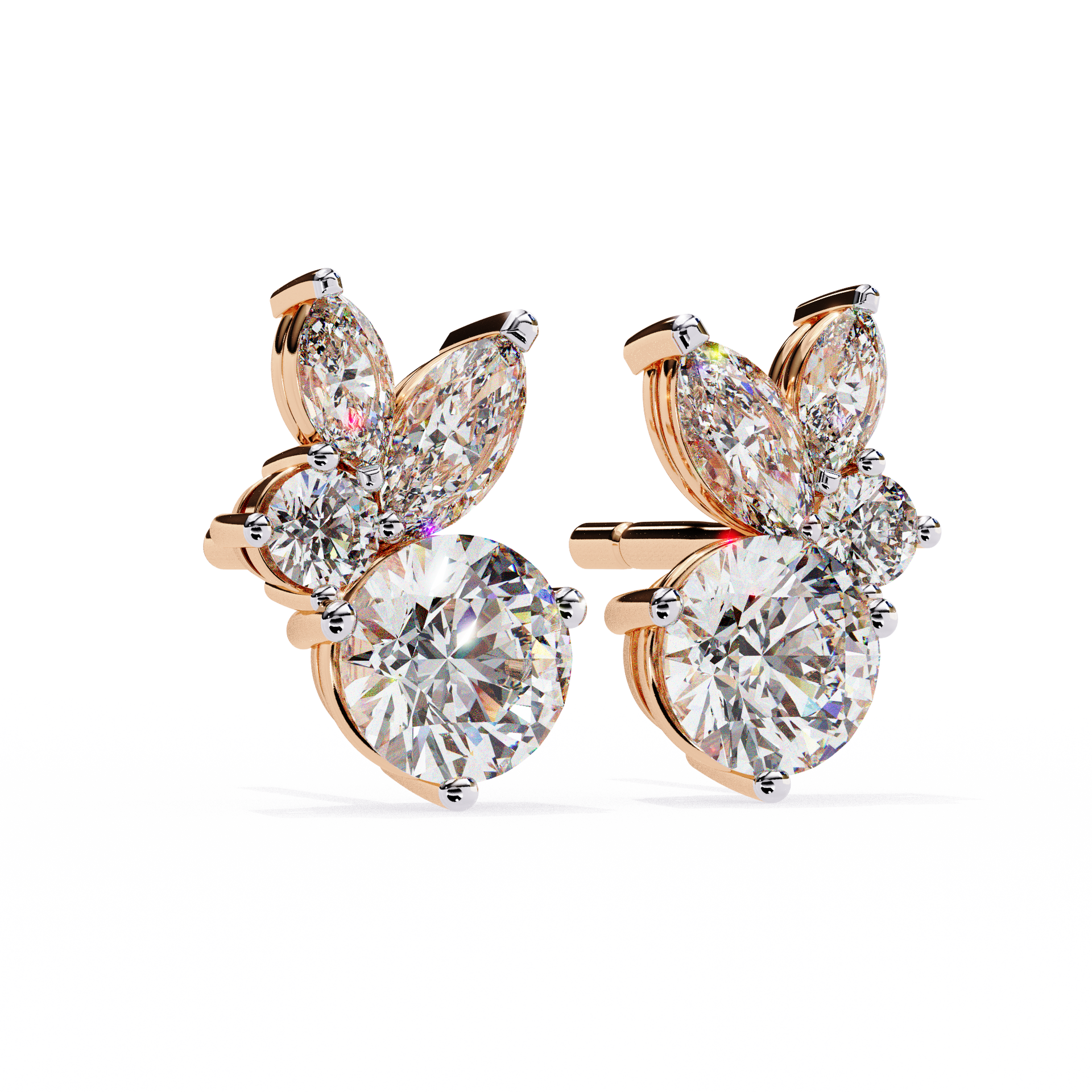 Round-Cut Lab-grown Diamond Stud Earrings in 10K White Gold