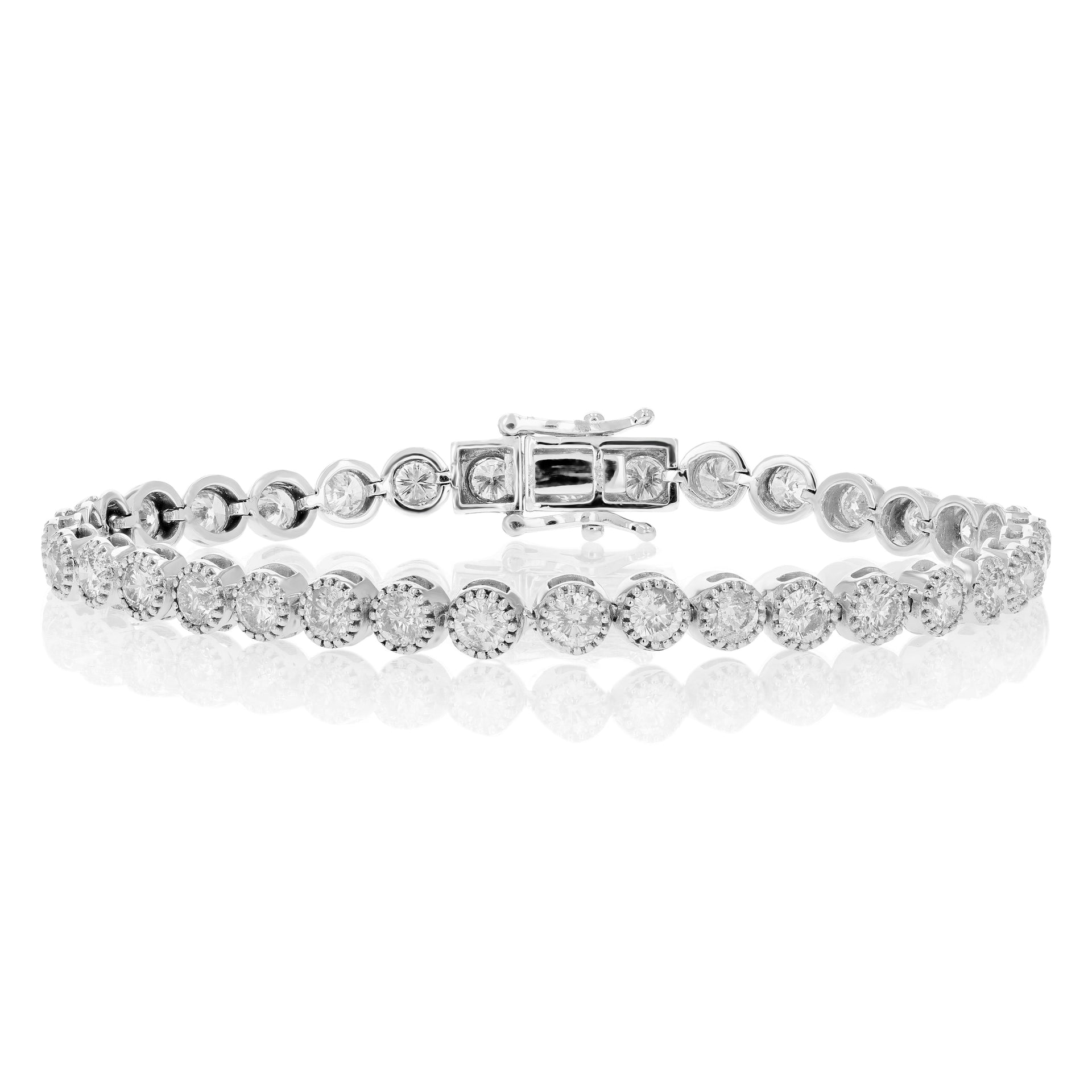 6 cttw I1-I2 Certified Diamond Bracelet 14K White Gold J-K with Milgrain 7 Inch