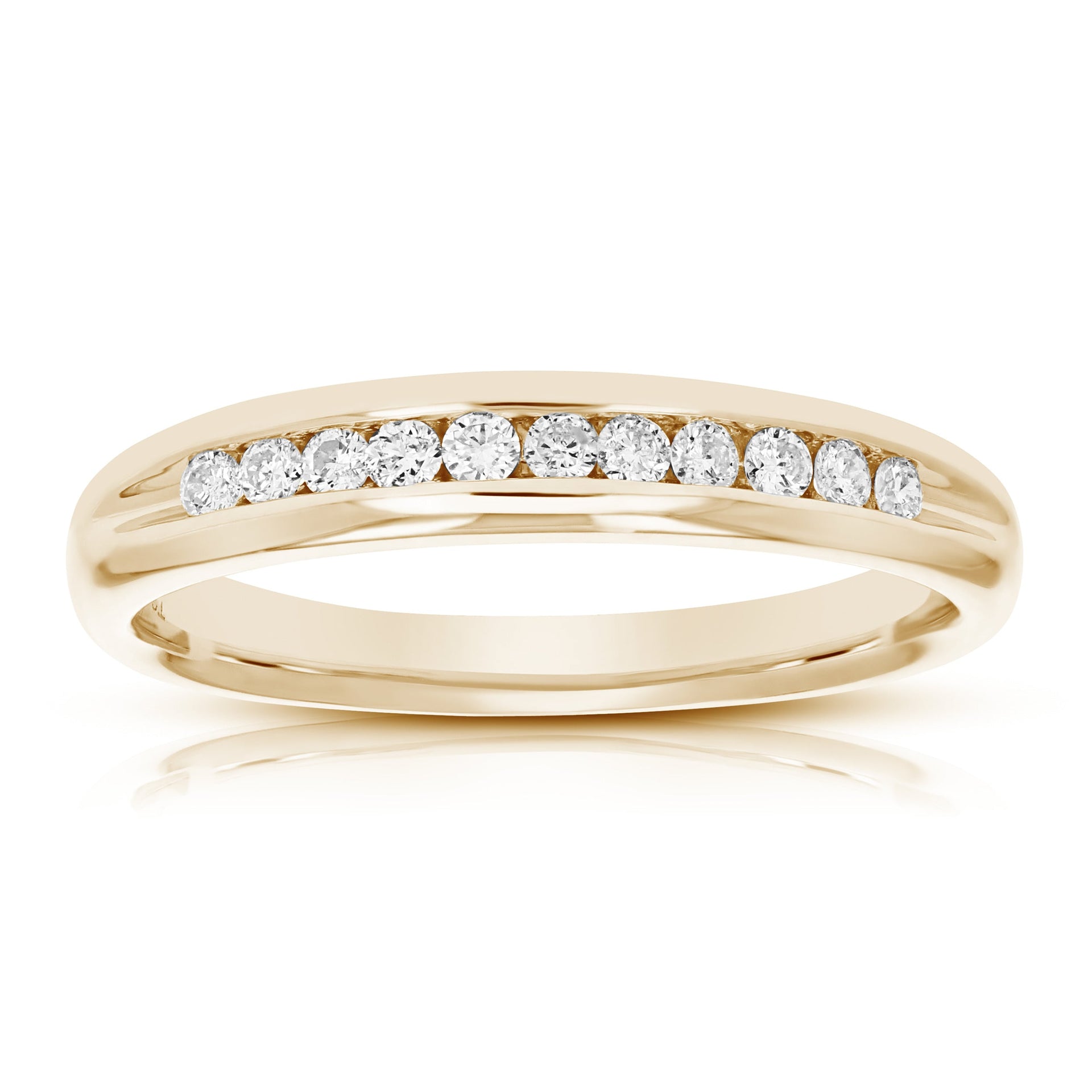 1/4 Cttw Comfort Fit Diamond Wedding Band 14K Gold Channel Set Bridal Ring